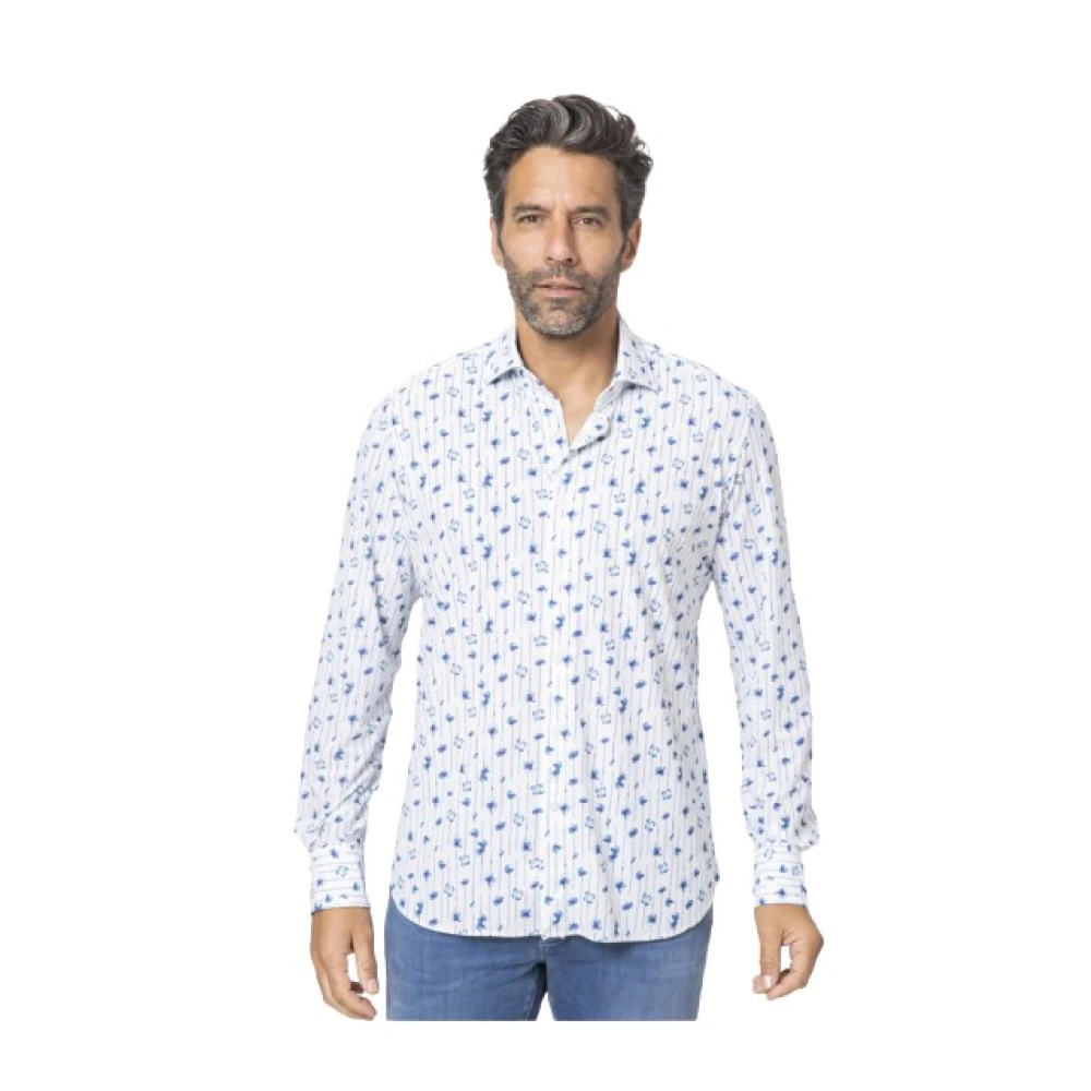 Orian Homme Multicolor Chemises, E, Taille: S Chemise Blanche Stretch À Motifs Floraux Et Rayures