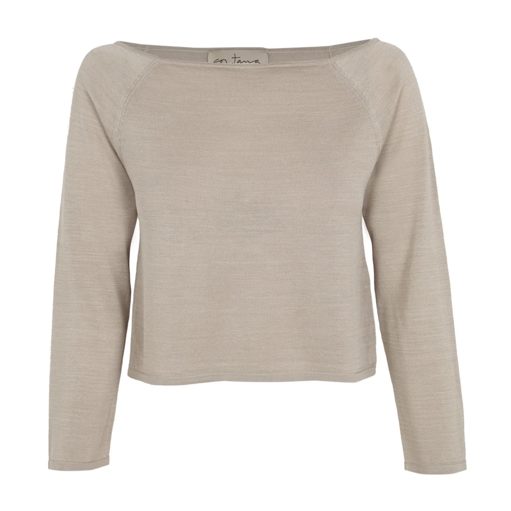 Cortana Kvinno Beige Stickade Tröjor Dam, 2XS, Tussa, Silke Pärlpunkt Topp