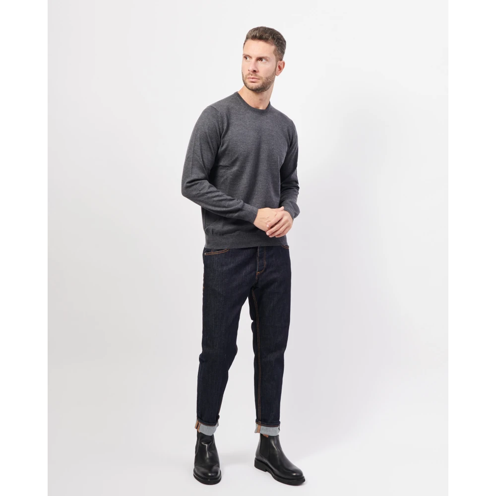 Gran Sasso Grijze Merino Trui Fashion Fit Gray Heren