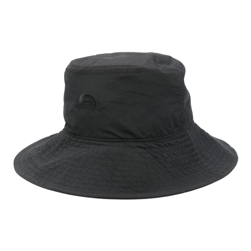 Marine Serre Svart Nylon Bucket Hat med Logo Black, Herr