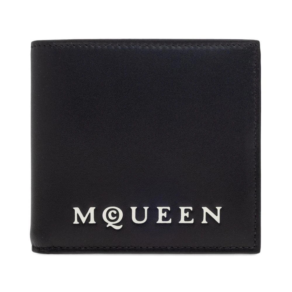 Alexander Mcqueen Men's Black Wallets & Cardholders, One Size, Gray Leather Wallet Stylish Design