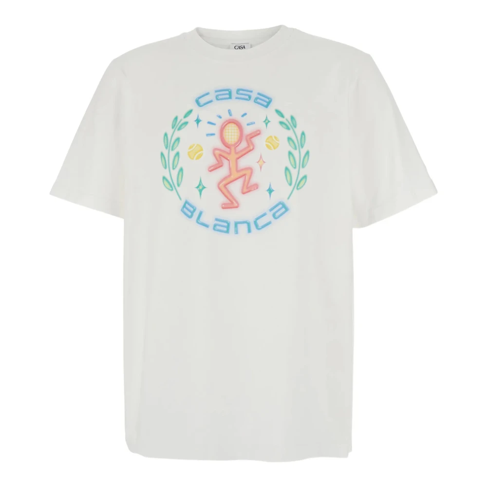 Casablanca Men's White T-Shirts, S, Cotton Logo T-Shirt