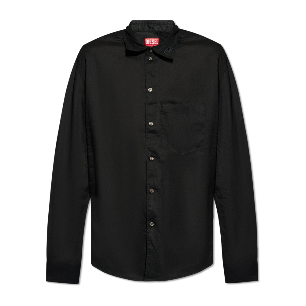 Diesel S-Emil linnen shirt Black Heren