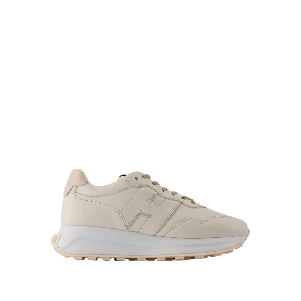 Hogan Witte Leren Sneakers Ronde Neus Dames Schoenen