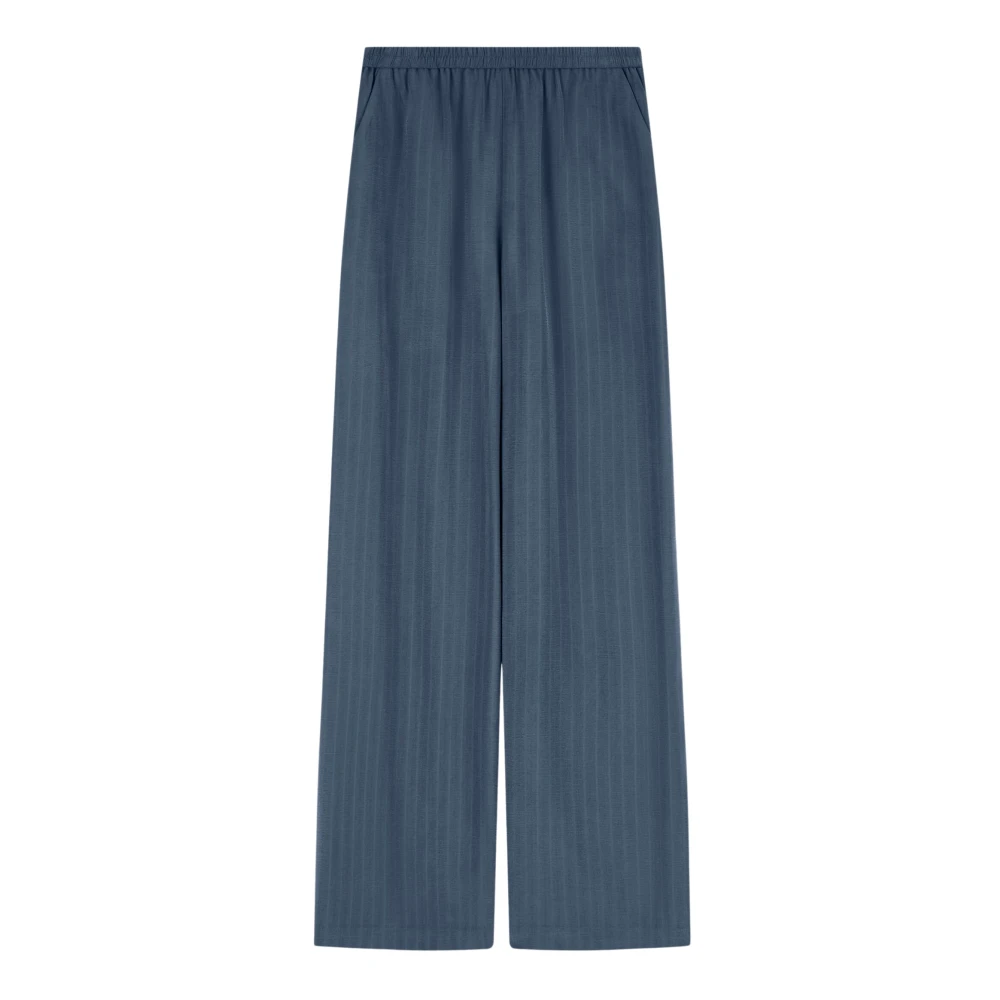 Emporio Armani Mujer Azul - Pantalones De Tejido Fluido Con Rayas Diplomáticas - Trousers - L