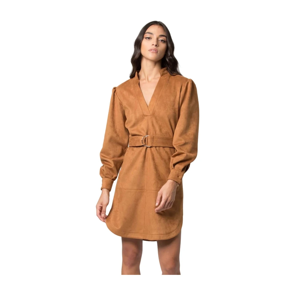 Kocca Elegante Midi Jurk Brown Dames