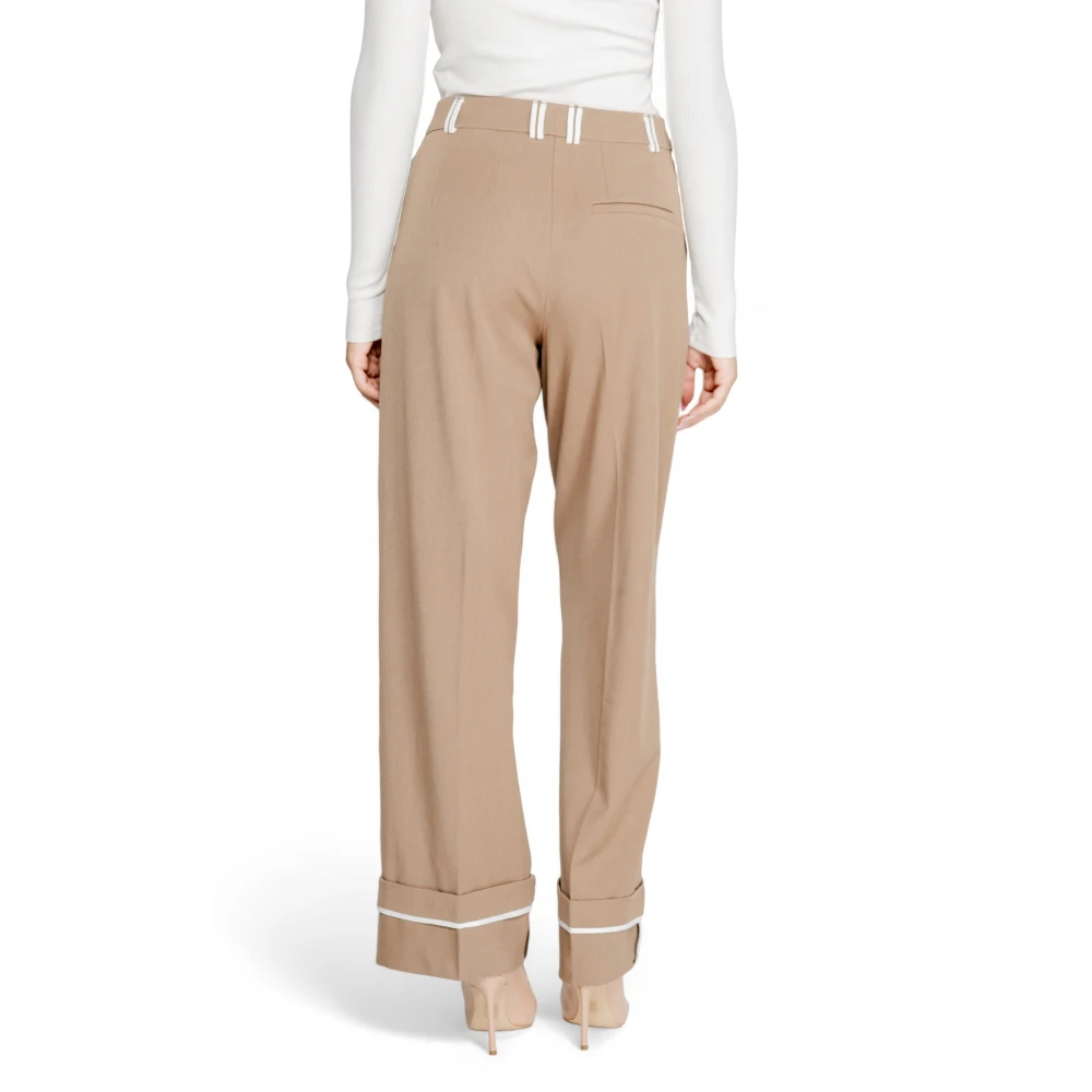Only Bruine effen broek met ritssluiting Beige Dames