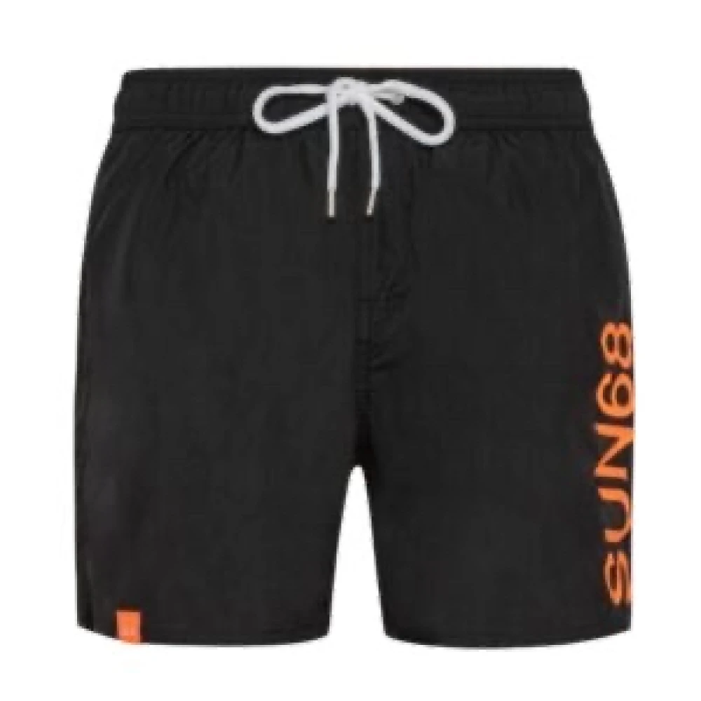 Sun68 Men's Black Logo Front Swim Pant - Beachwear - Xl - Swimwear