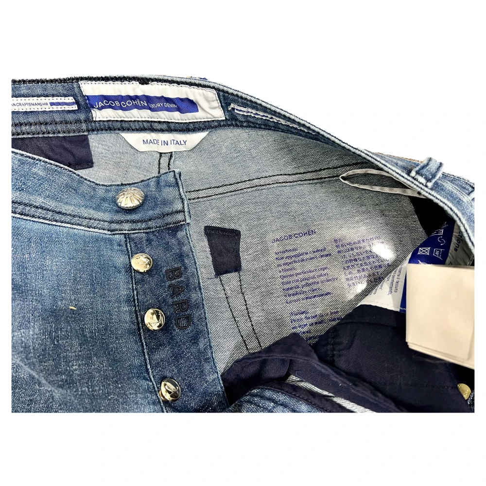 Jacob Cohën Navy Linnen Slim Fit Broek Blue Heren