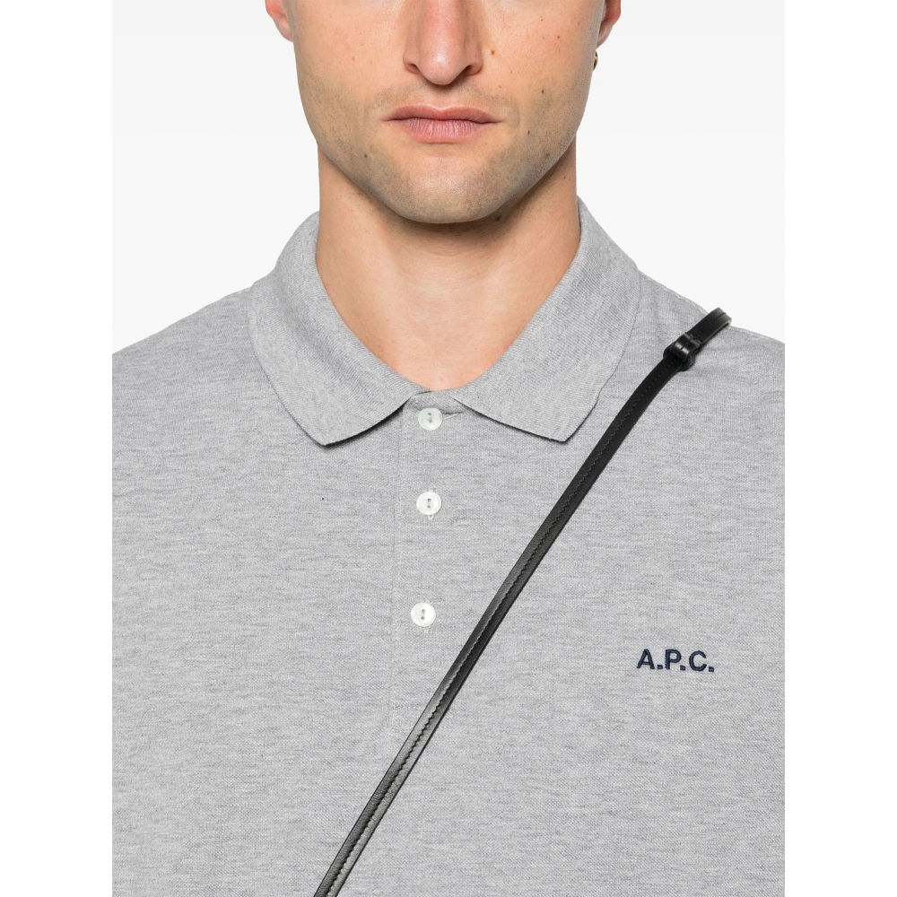 A.p.c. Katoenen poloshirt met 3 knopen Gray Heren