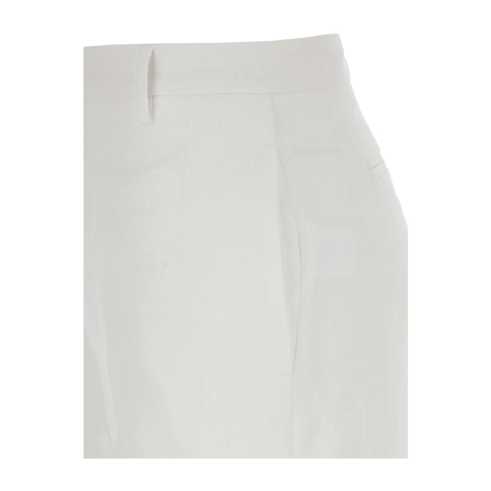 Plain Units Wijde Pijp Linnen Broek Wit White Dames