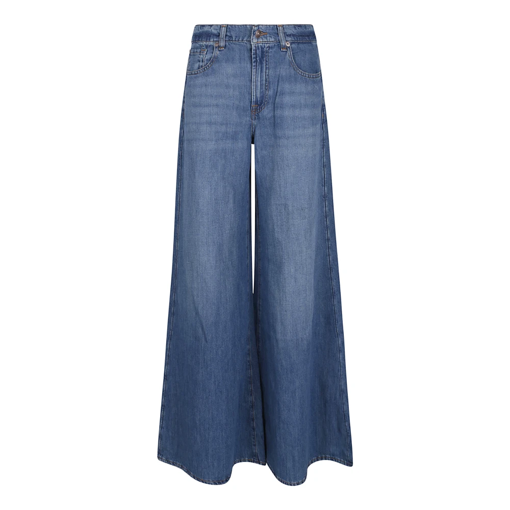 7 For All Mankind Blauwe Wijde Jeans voor Vrouwen Blue Dames