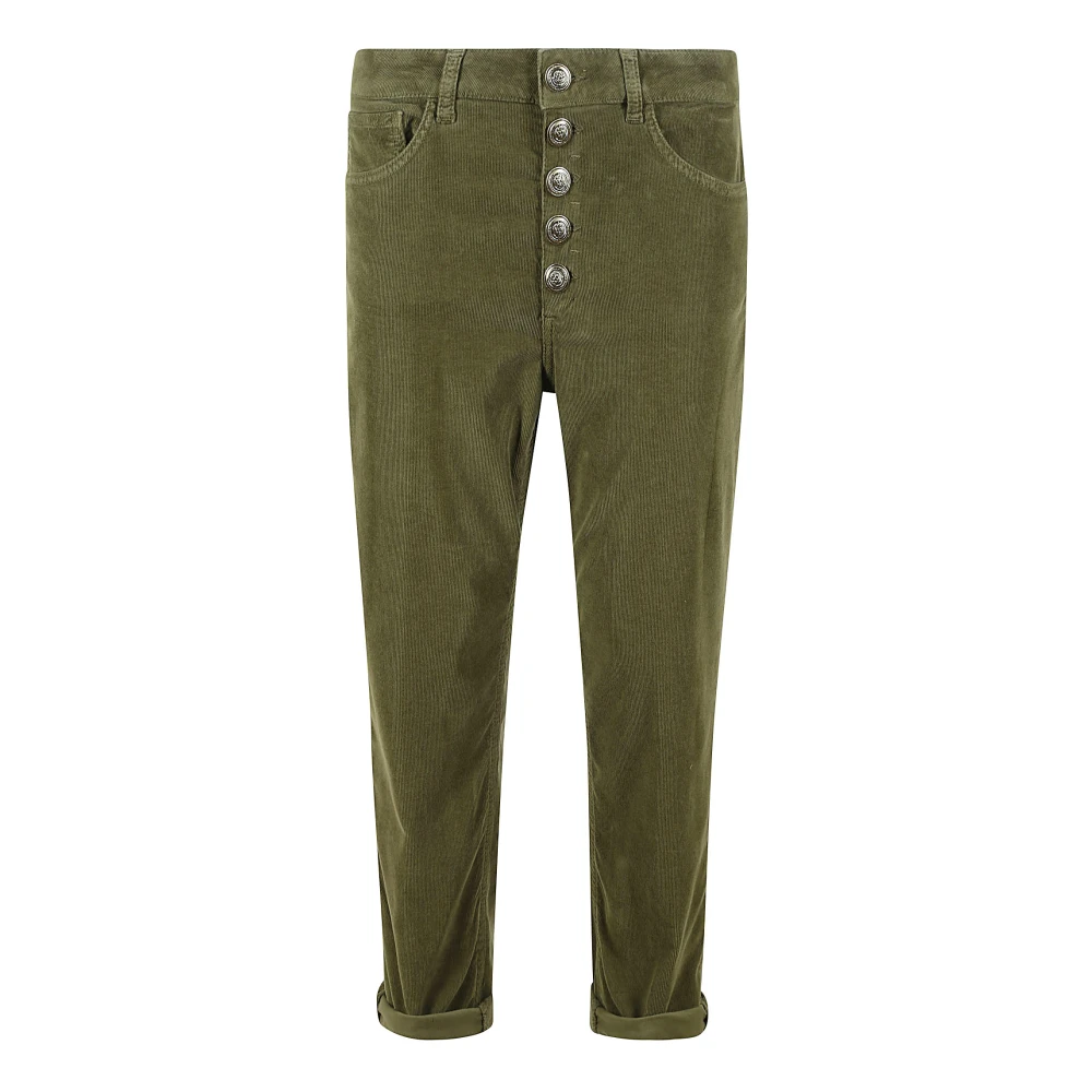 Dondup Women's Green Loose Fit Ankle Length Trousers