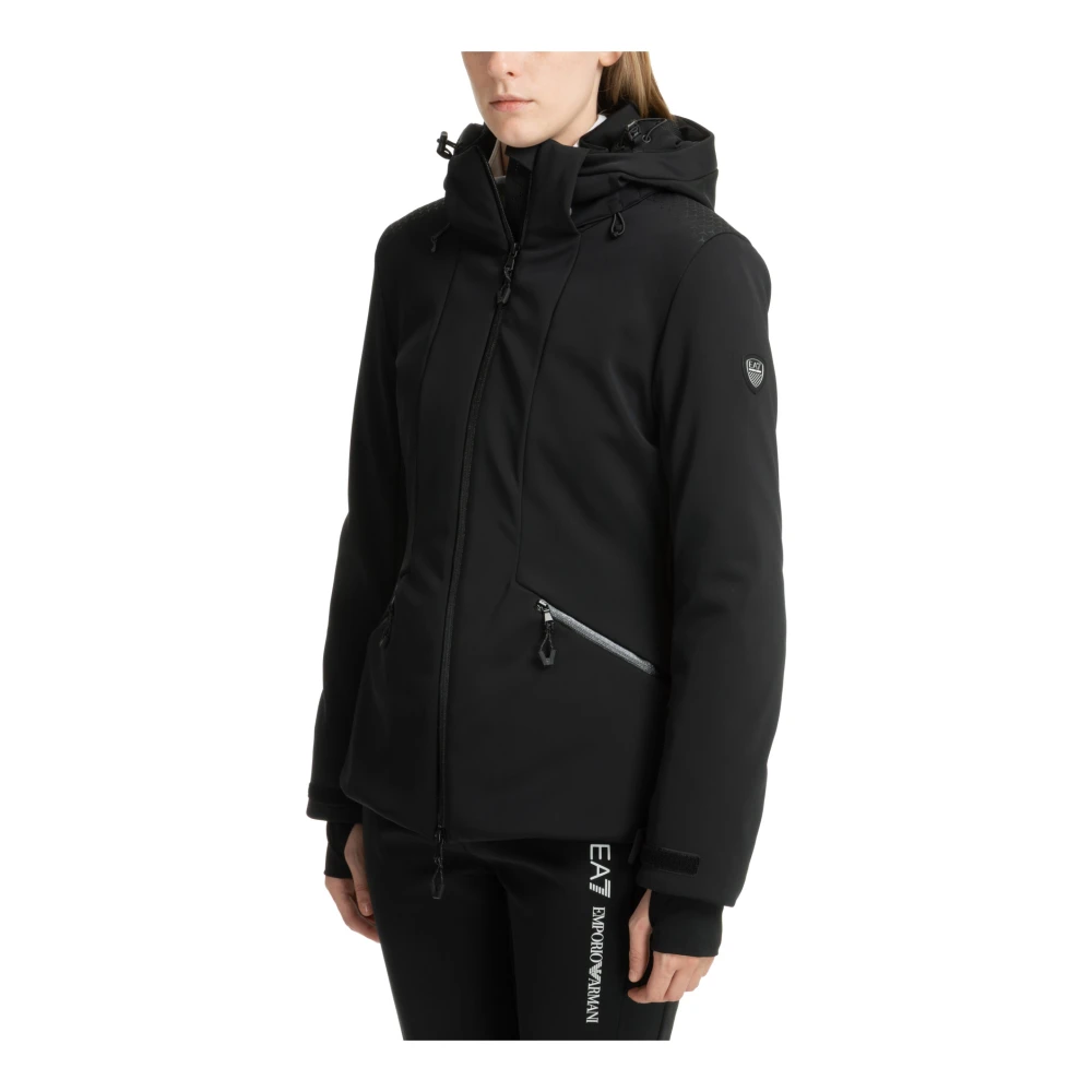 Emporio Armani EA7 7 Ski Jas met Capuchon en Logo Black Dames