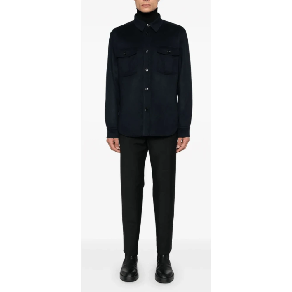 Brioni Middernachtblauw Wol-Kasjmier Overhemdjas Blue Heren