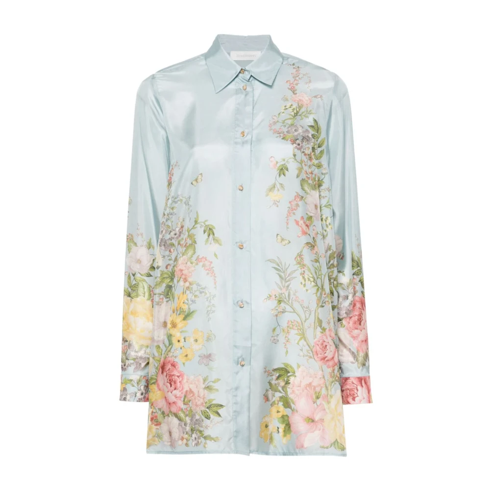 Zimmermann Heldere Blauwe Zijden Overhemd Klassieke Stijl Multicolor Dames
