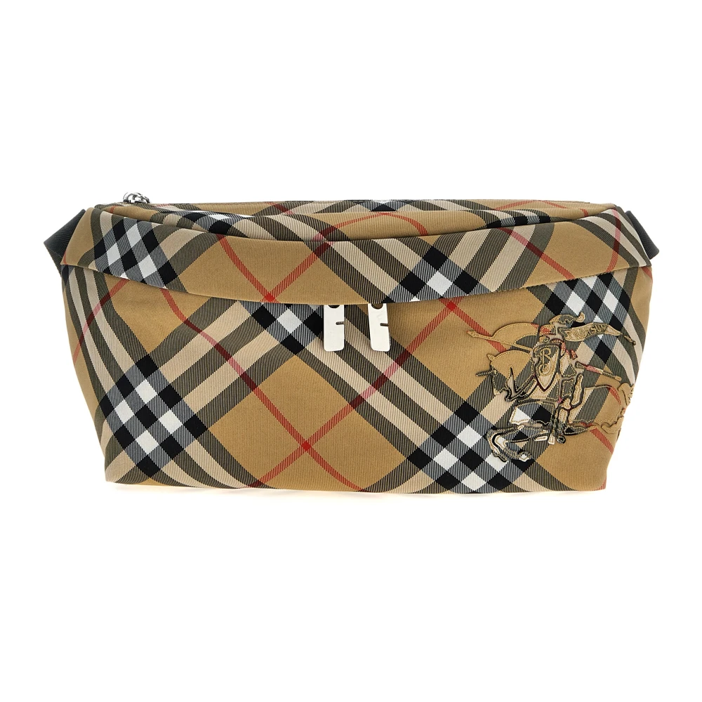 Burberry Men's Beige Check Fabric Fanny Pack