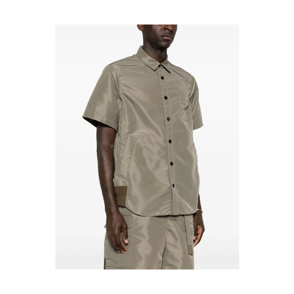 Sacai Groene Knoopshirt met Zakken Green Heren