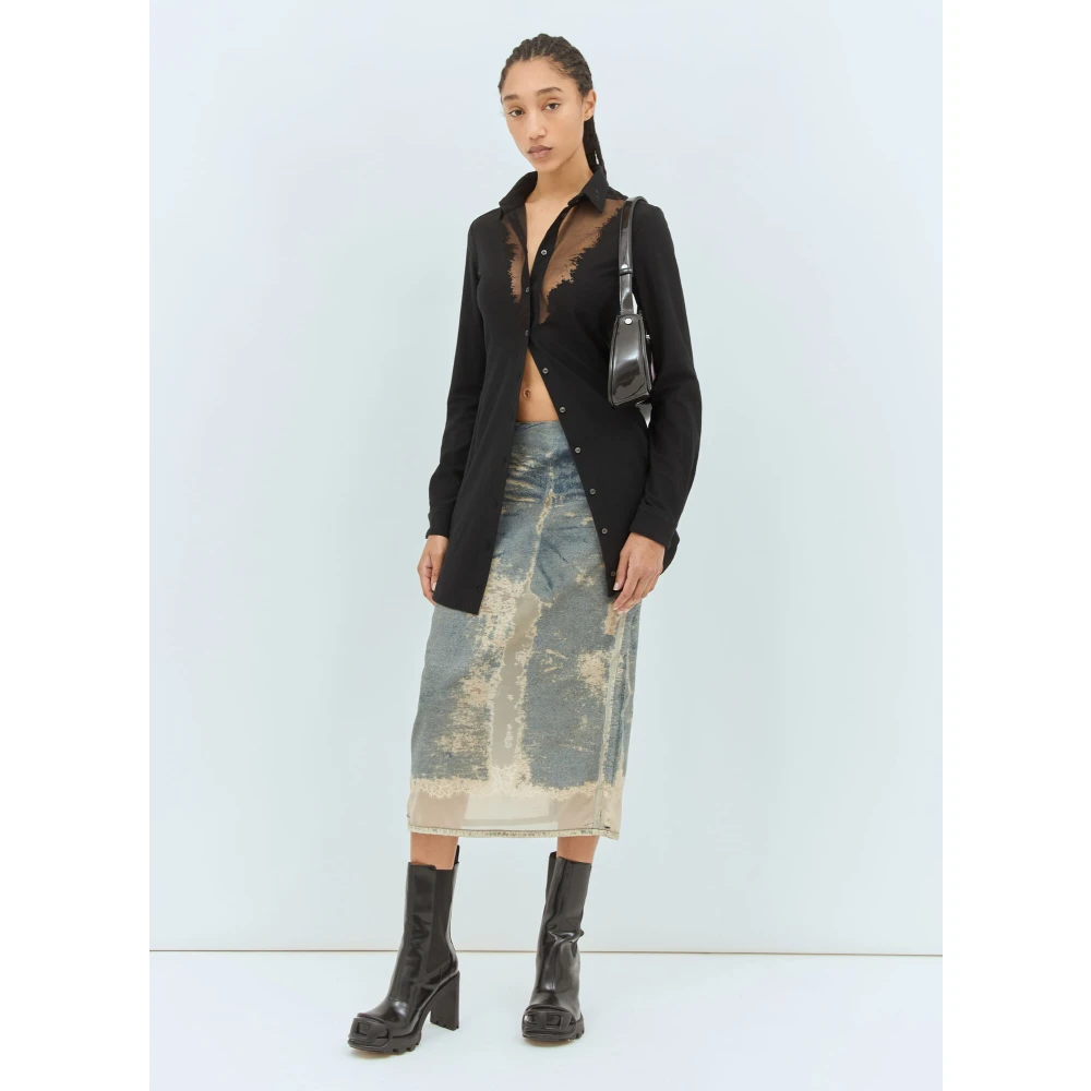 Diesel Doorschijnende Panel Jurk Black Dames