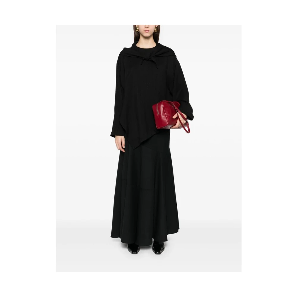 Studio Nicholson Zwarte Geknoopte Sjaal Hals Top Black Dames
