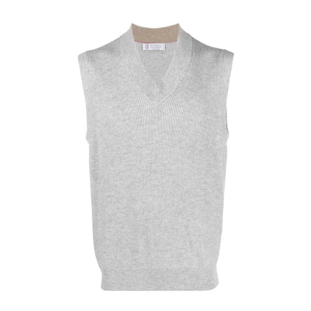 Brunello Cucinelli Men's Beige Cashmere Sweater