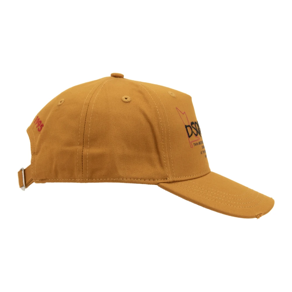 Dsquared2 Verstelbare Katoenen Baseballpet met reliëfletters Orange Unisex