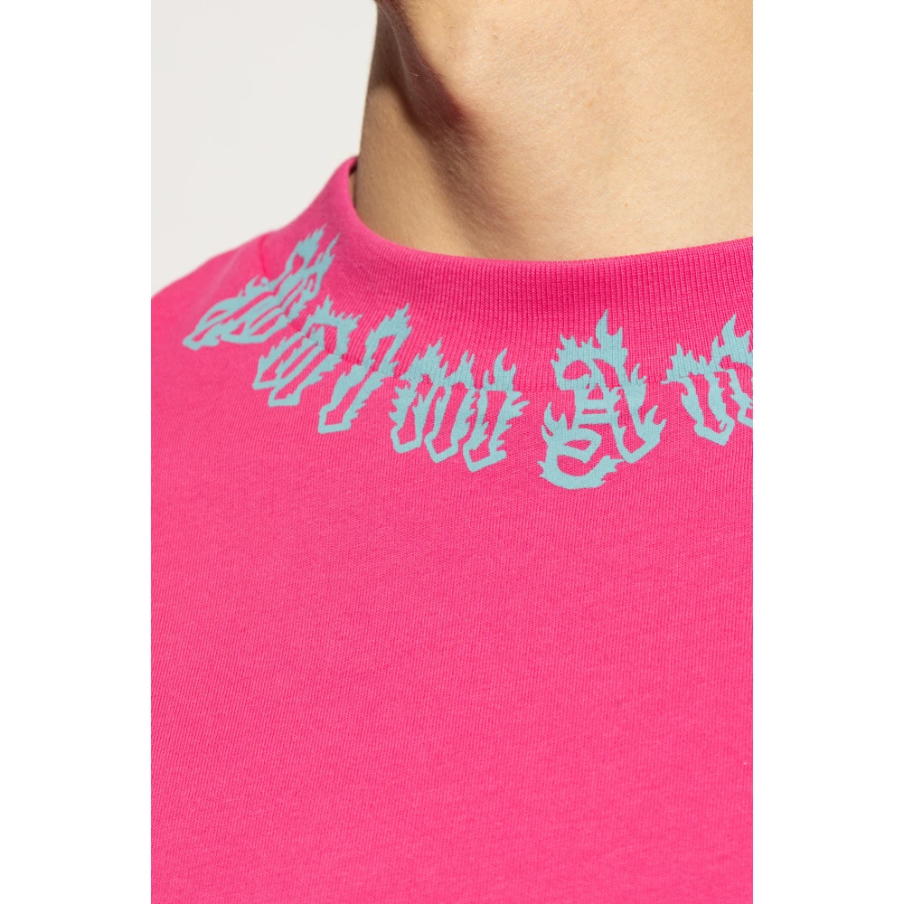 Palm Angels T-shirt met print Pink Heren