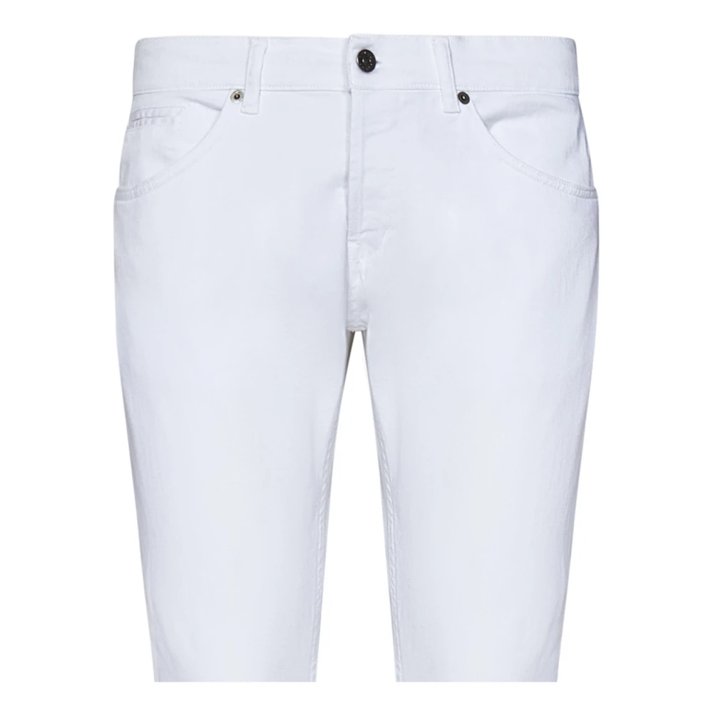 Dondup Witte Skinny-Fit Jeans met Logo Plaque White Heren