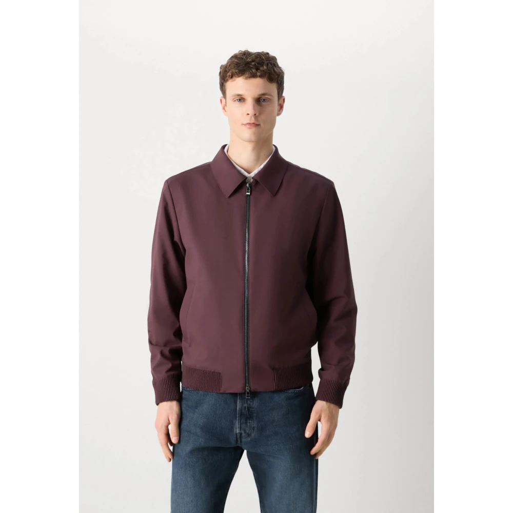 Boss Wing Collar Shirt Jacket Bordeaux Red Heren