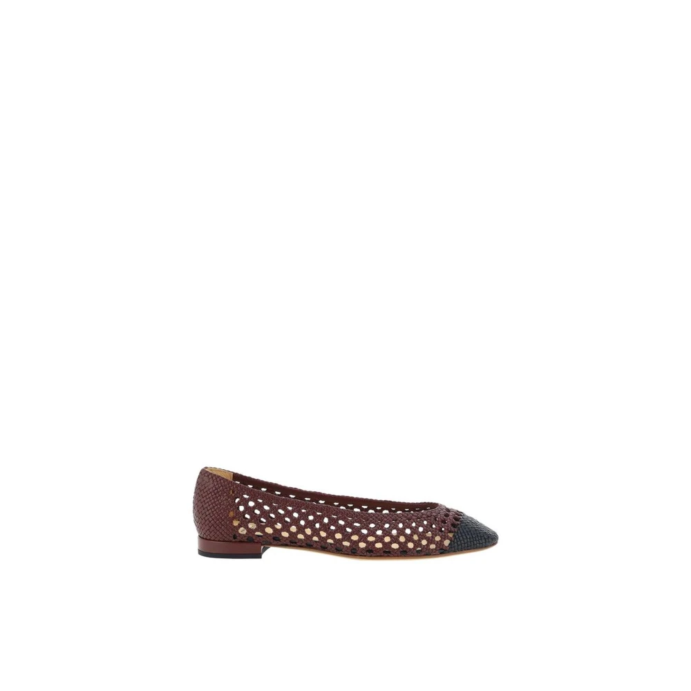 Francesco Russo Mesh Weave Ballerinas med Almond Toe Red, Dam