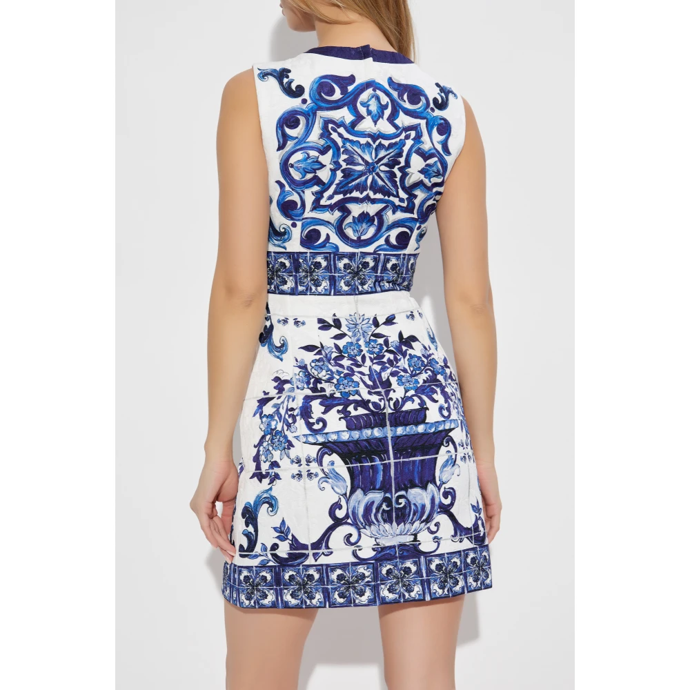 Dolce & Gabbana Majolica print jurk Blue Dames