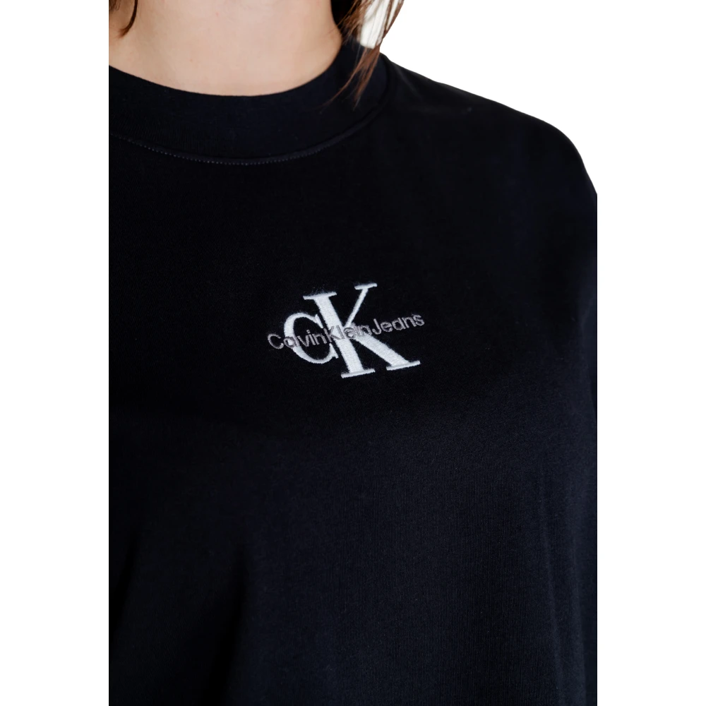 Calvin Klein Jeans Boyfriend T-shirt Herfst Winter Collectie 100% Katoen Black Dames