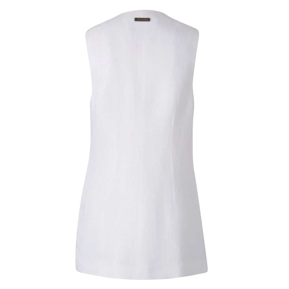 PESERICO Witte V-hals vest met zakken White Dames