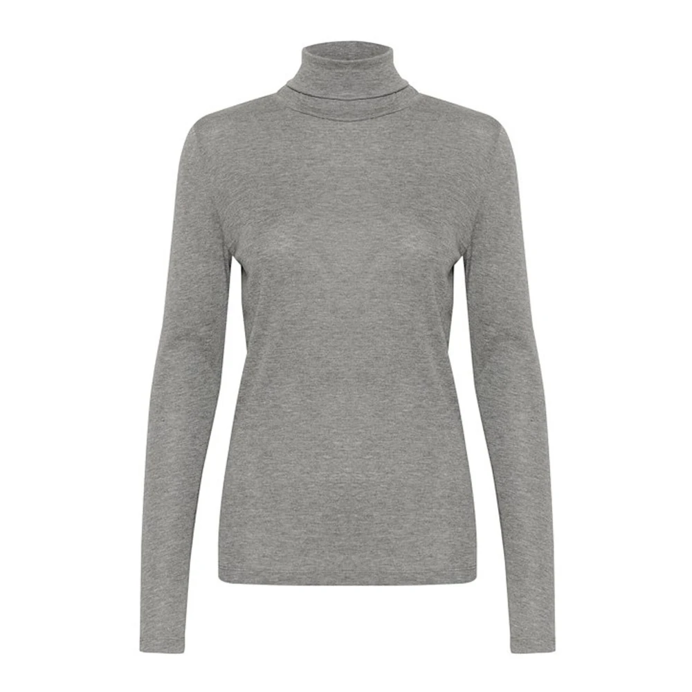 Soaked in Luxury Rollneck Top Grijs Melange Lange Mouw Gray Dames