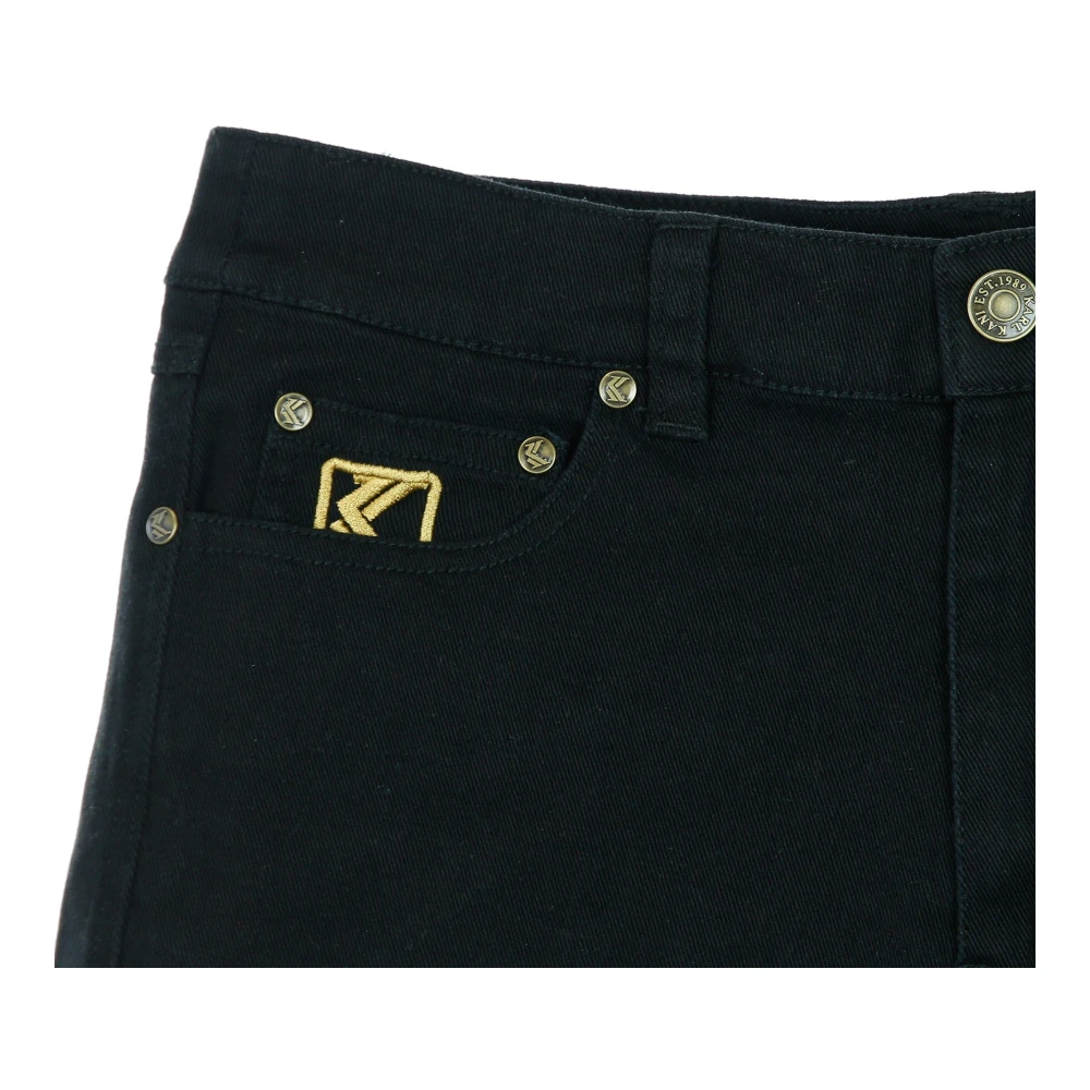 Karl Kani Zwarte Denim Shorts met Kani Logo Black Dames