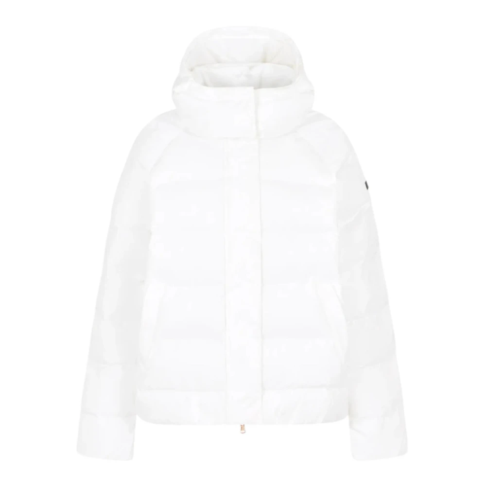 Emporio Armani EA7 Witte Oversized Bomberjack met Logo Lettering White Dames