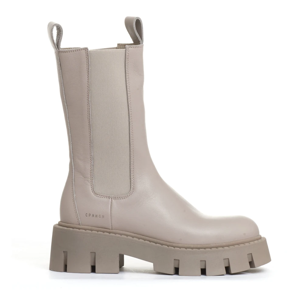 Copenhagen Shoes Beige Läder Chelsea Boot med Strukturerad Sula Beige, Dam