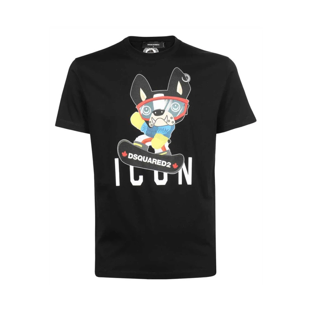 Dsquared2 Zwart Logo Bedrukt T-Shirt Black Heren