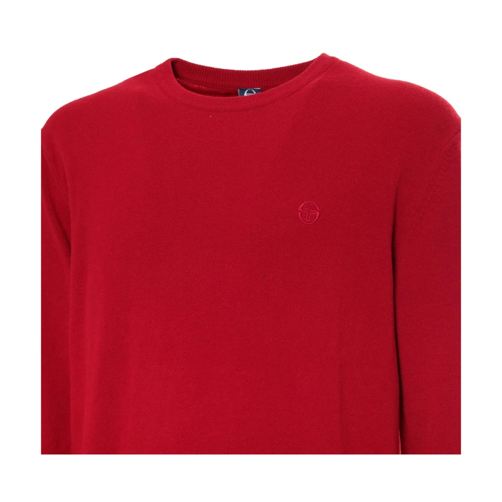 Sergio Tacchini Effen wollen-katoenen trui met geribbelde boorden en zichtbaar logo Red Heren