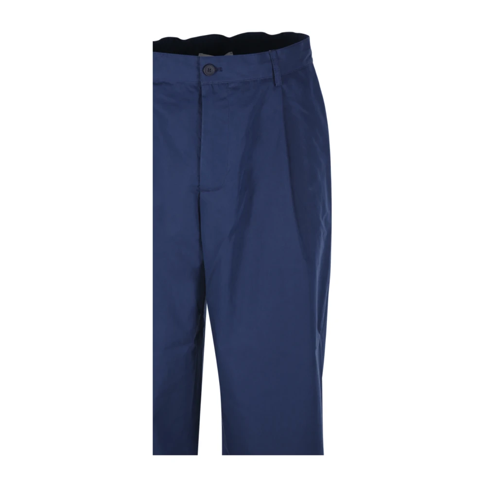 Maison Kitsuné Ink Blue Geplooide Cropped Broek Blue Heren