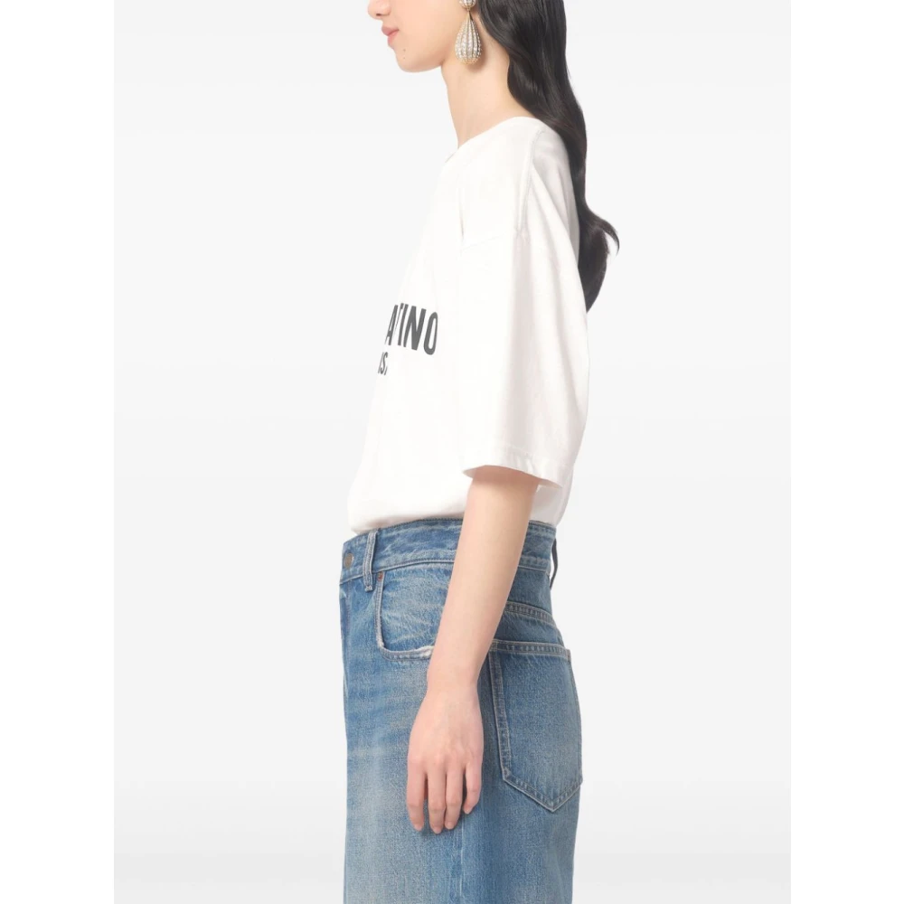 Valentino Wit Katoenen Slogan Print T-shirt White Dames