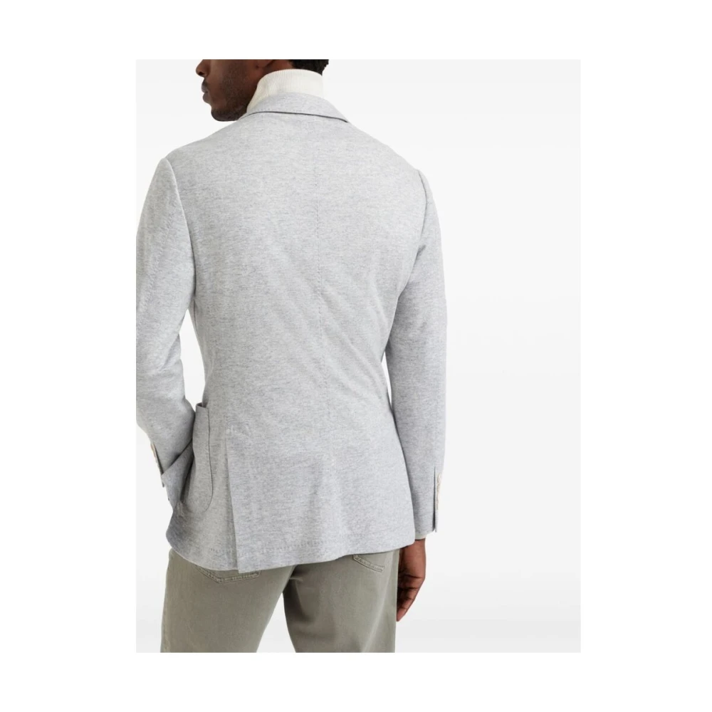 BRUNELLO CUCINELLI Kasjmier Grijze Jas met Revers Gray Heren