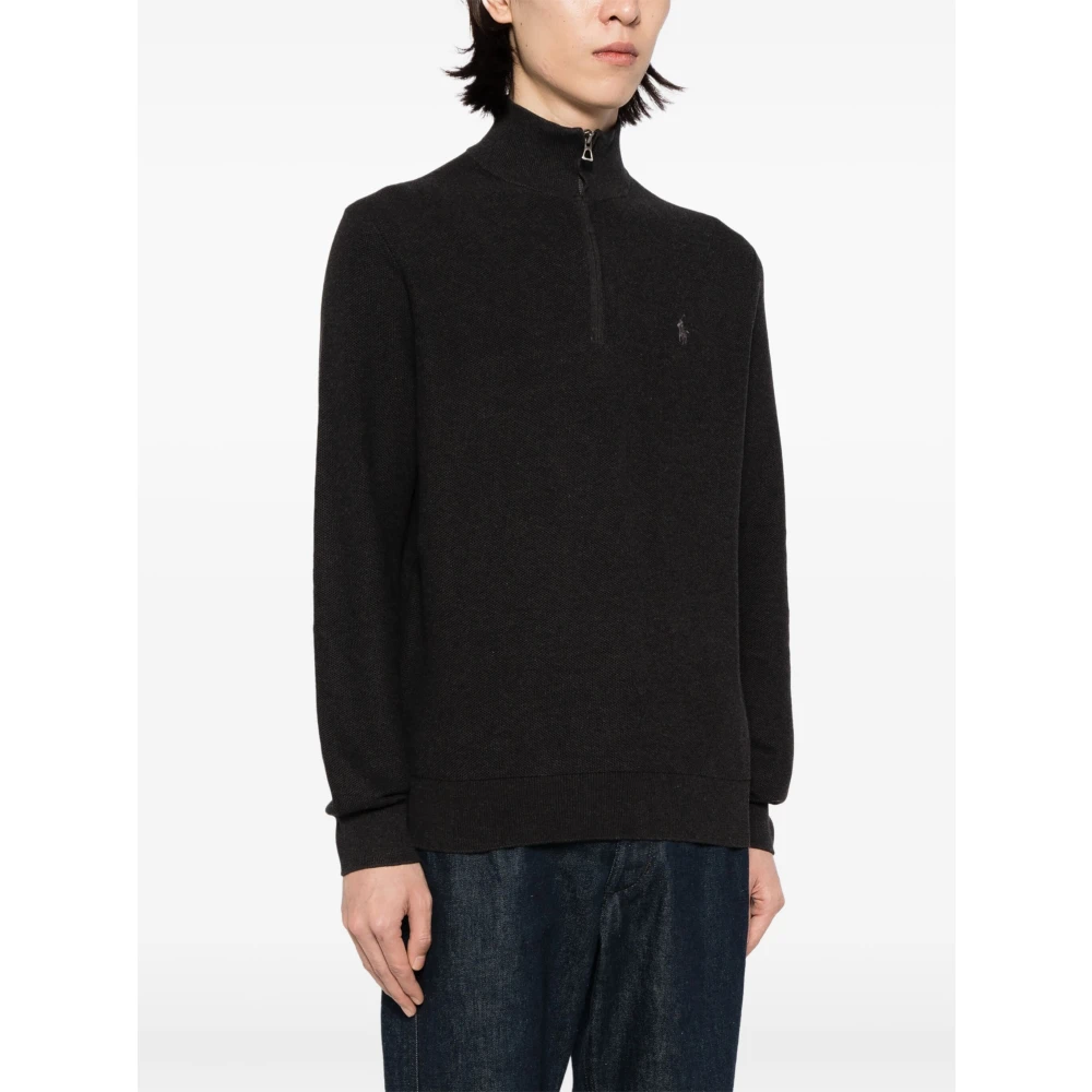 Polo Ralph Lauren Geborduurde Katoenen Half-Zip Sweatshirt Gray Heren