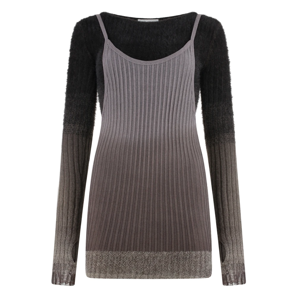 The Attico Women's Brown Ribbed Knit Dress