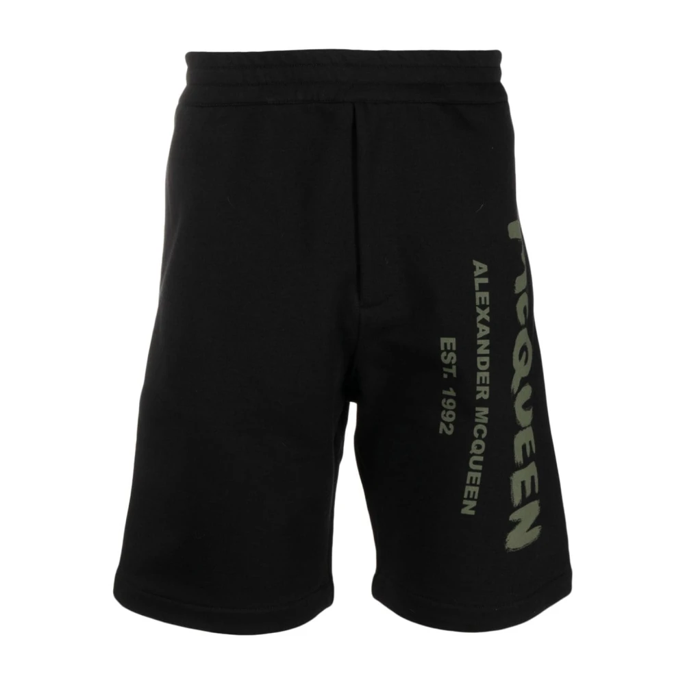 Alexander mcqueen Zwarte Shorts met Logo Print Black Heren
