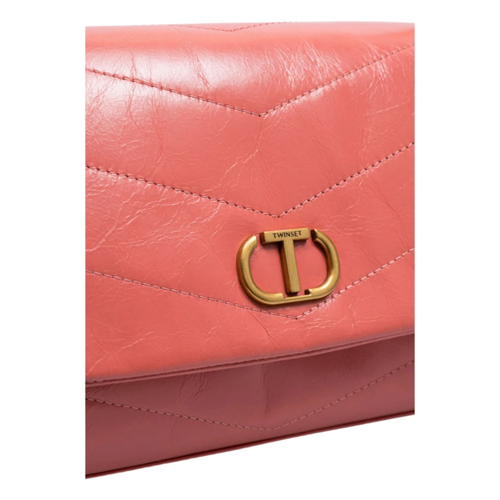 Twinset Koraalrode Leren Schoudertas Madison Red Dames