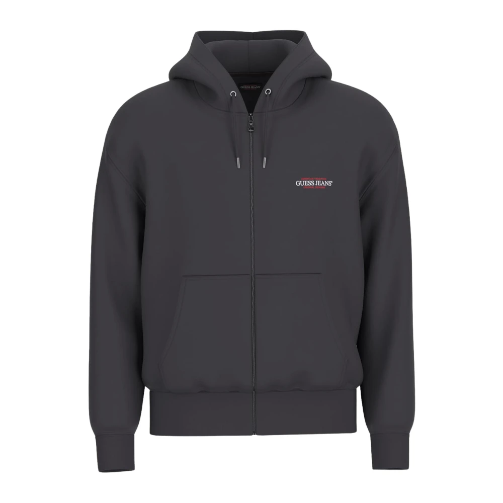 Guess Zwarte Hoodie met volledige rits Black Heren