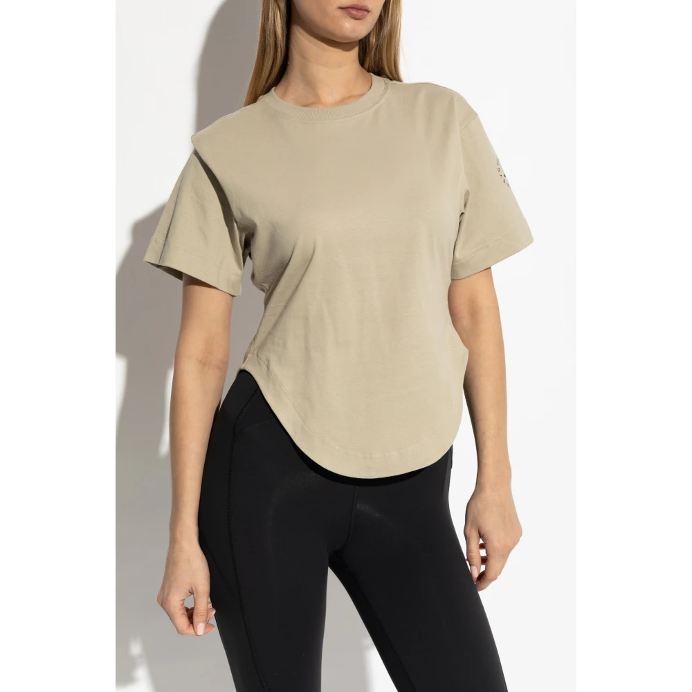 adidas by stella mccartney T-shirt met logo Beige Dames