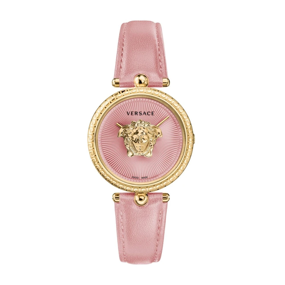 Versace Women's Yellow Watches, One Size, Palazzo Leather Watch Pink Gold