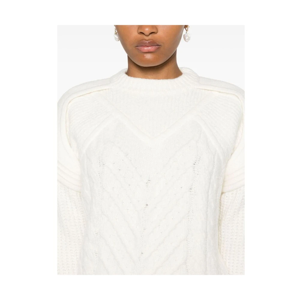 IRO Chunky Gebreide Trui met Ronde Hals White Dames